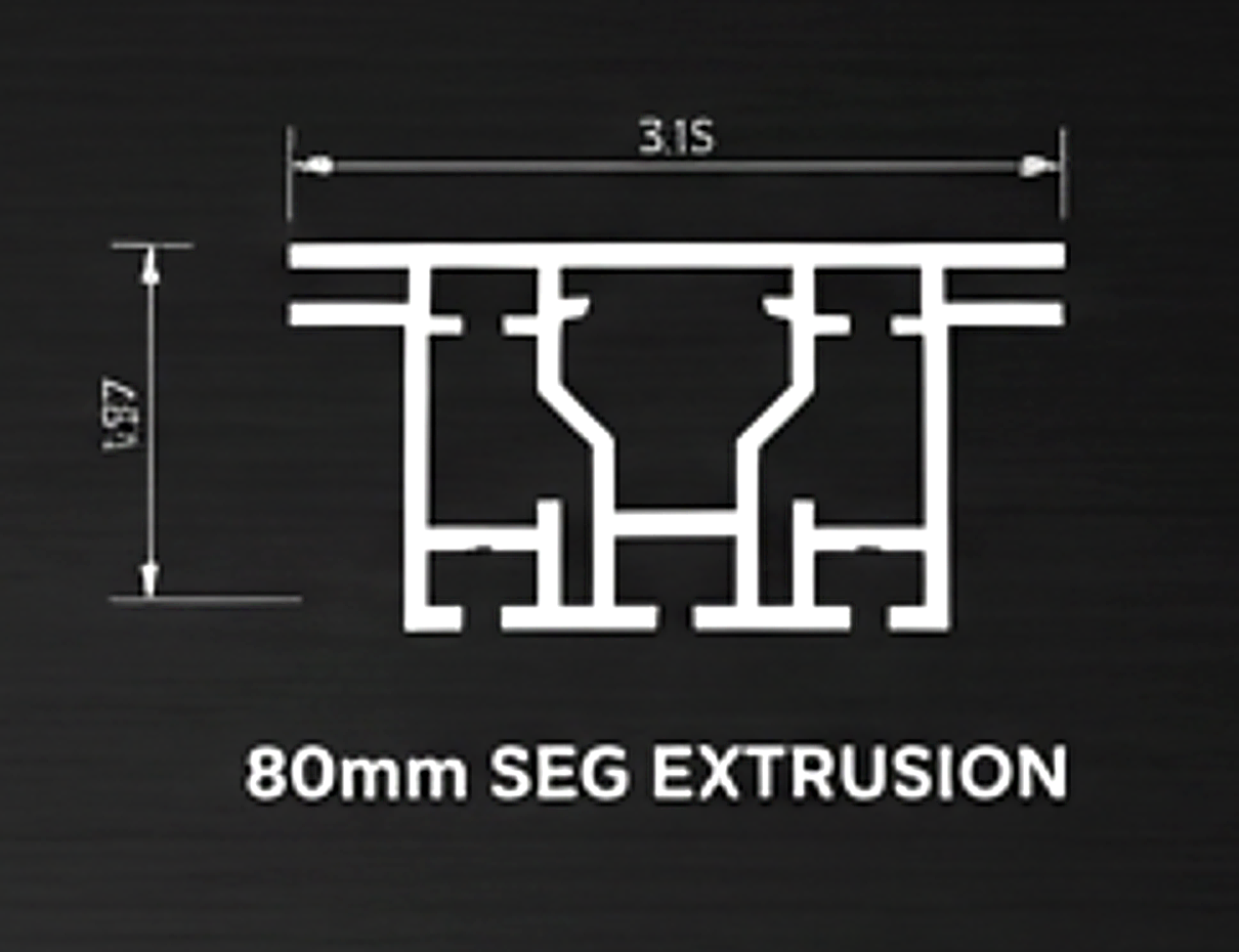 FIVE 80mm SEG aluminum extrusion profile, 3.15 x 1.97 inches